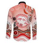 Dolphins Rugby Family Matching Mermaid Dress and Hawaiian Shirt Australian Aboriginal Dot Painting Style