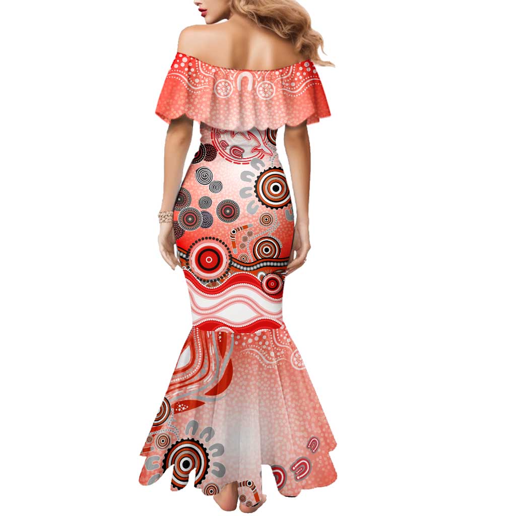 Dolphins Rugby Family Matching Mermaid Dress and Hawaiian Shirt Australian Aboriginal Dot Painting Style