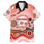 Dolphins Rugby Family Matching Off Shoulder Short Dress and Hawaiian Shirt Australian Aboriginal Dot Painting Style