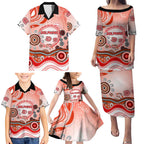 Dolphins Rugby Family Matching Puletasi and Hawaiian Shirt Australian Aboriginal Dot Painting Style