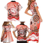 Dolphins Rugby Family Matching Short Sleeve Bodycon Dress and Hawaiian Shirt Australian Aboriginal Dot Painting Style