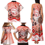 Dolphins Rugby Family Matching Tank Maxi Dress and Hawaiian Shirt Australian Aboriginal Dot Painting Style