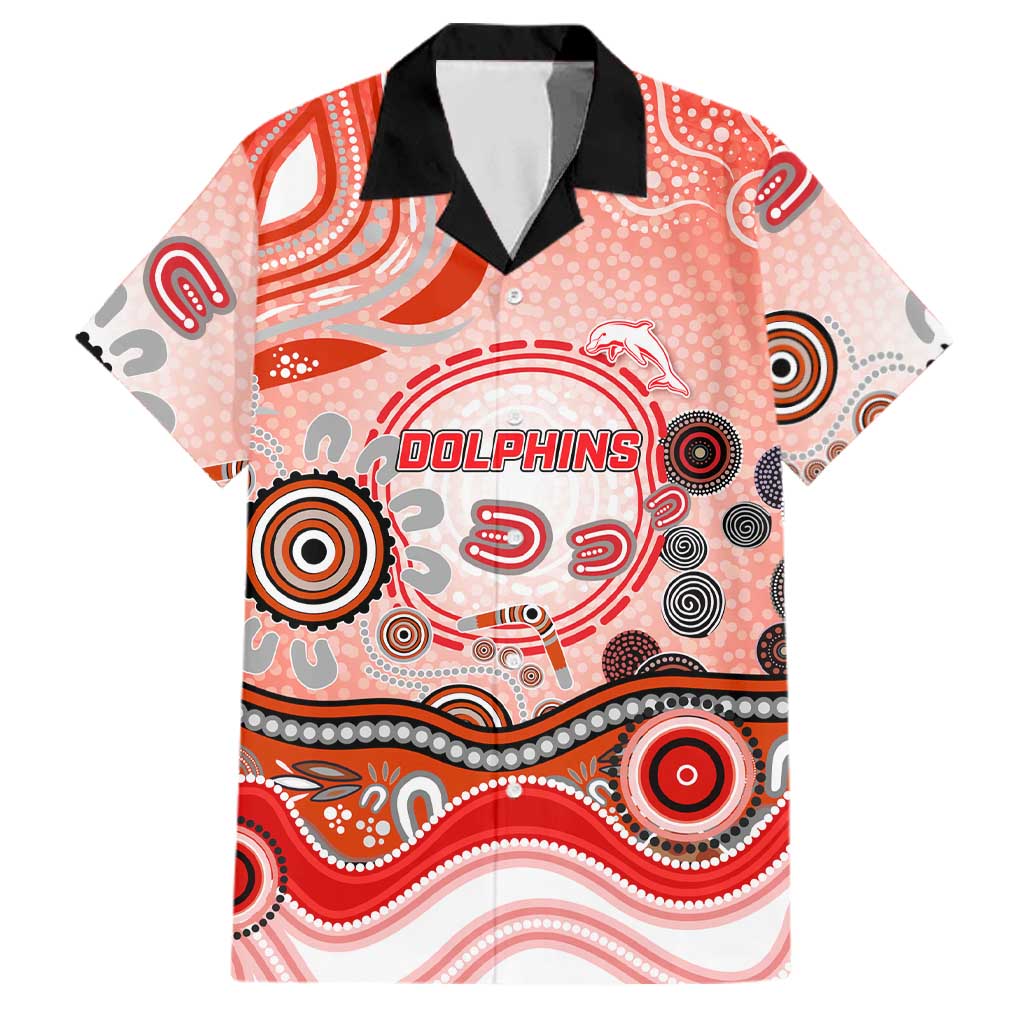 Dolphins Rugby Family Matching Tank Maxi Dress and Hawaiian Shirt Australian Aboriginal Dot Painting Style