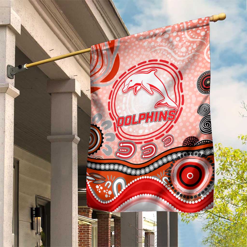 Dolphins Rugby Garden Flag Australian Aboriginal Dot Painting Style
