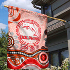 Dolphins Rugby Garden Flag Australian Aboriginal Dot Painting Style