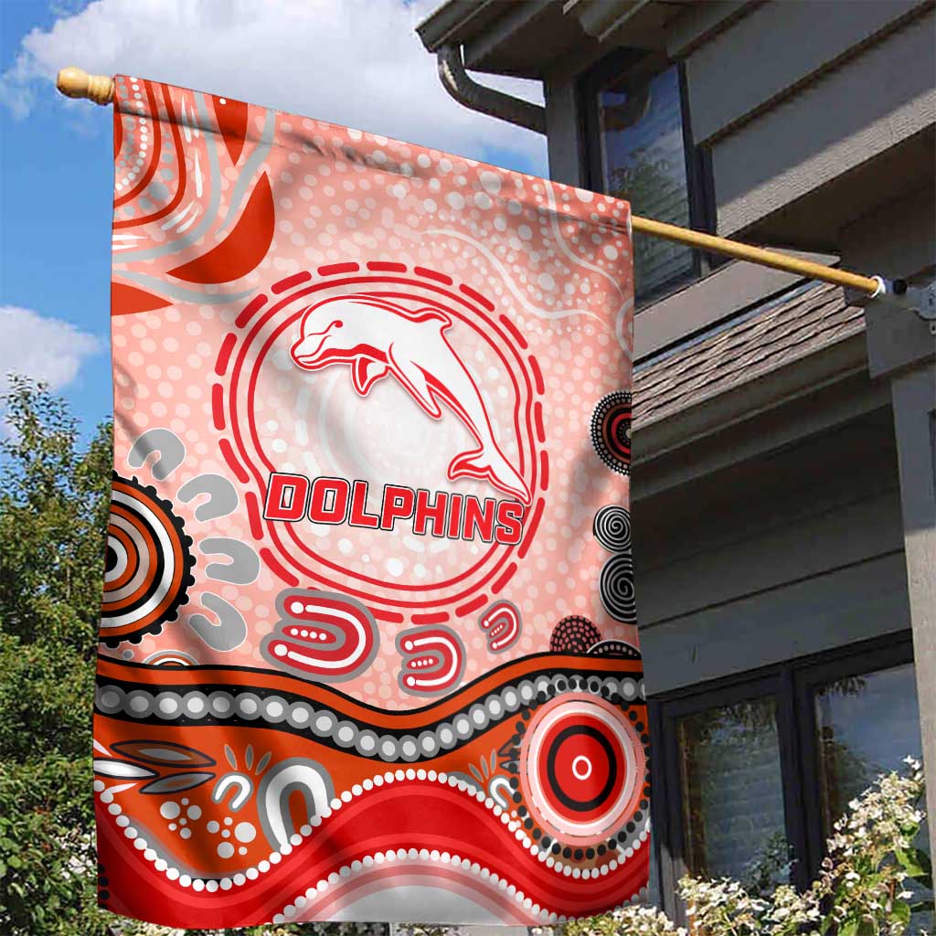 Dolphins Rugby Garden Flag Australian Aboriginal Dot Painting Style