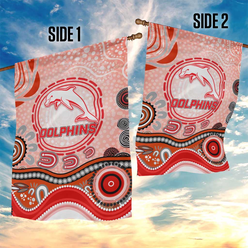 Dolphins Rugby Garden Flag Australian Aboriginal Dot Painting Style