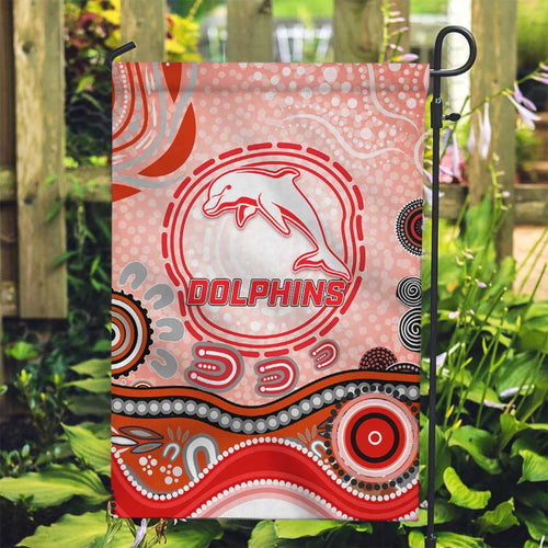 Dolphins Rugby Garden Flag Australian Aboriginal Dot Painting Style