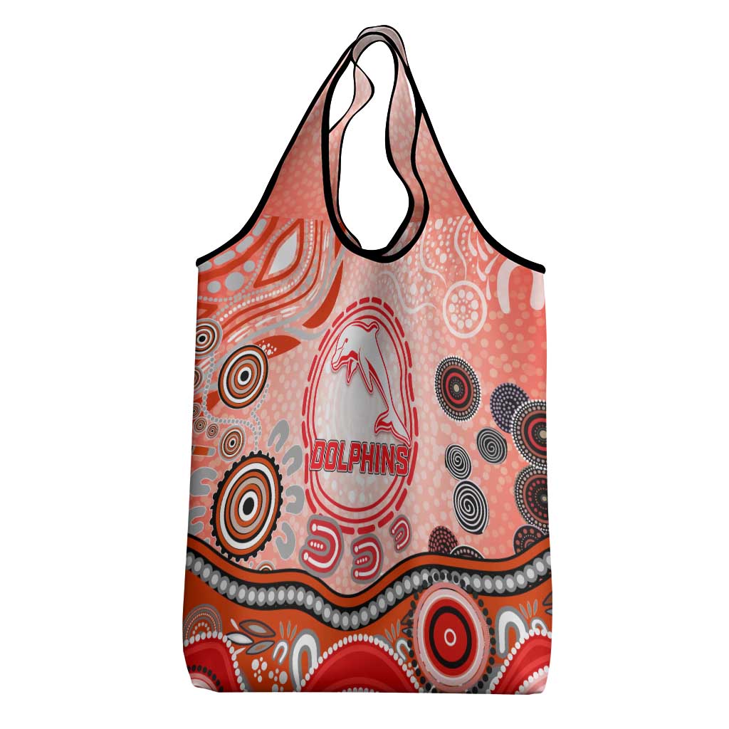 Dolphins Rugby Grocery Bag Australian Aboriginal Dot Painting Style