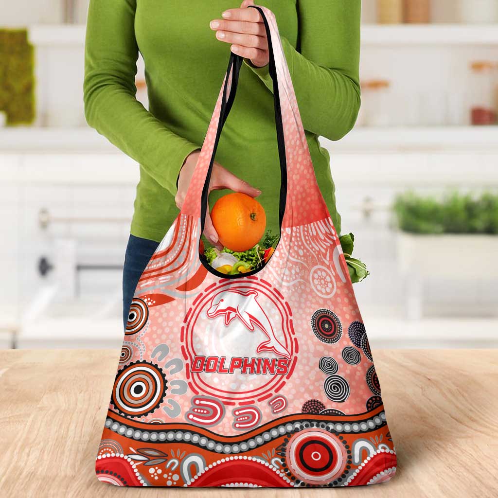 Dolphins Rugby Grocery Bag Australian Aboriginal Dot Painting Style