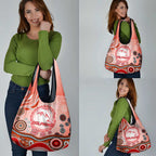 Dolphins Rugby Grocery Bag Australian Aboriginal Dot Painting Style