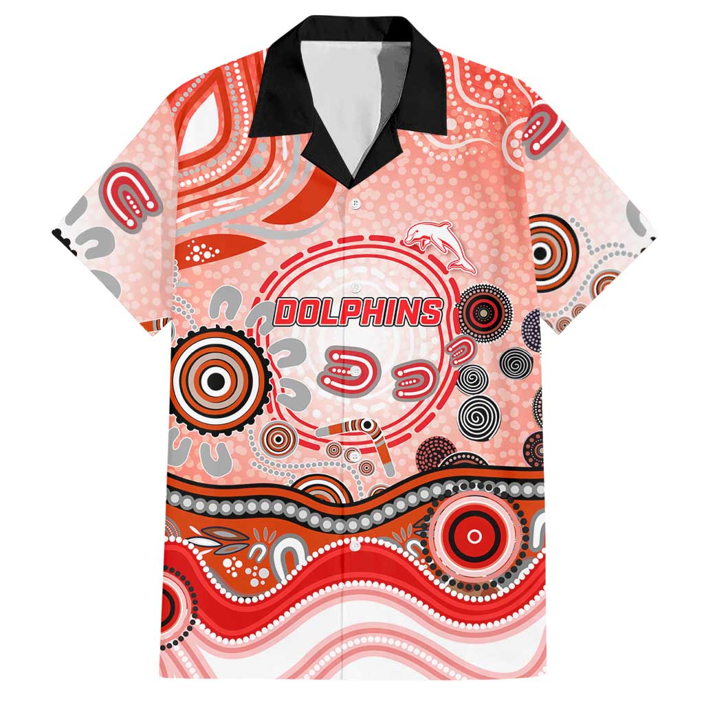 Dolphins Rugby Hawaiian Shirt Australian Aboriginal Dot Painting Style