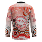 Dolphins Rugby Hockey Jersey Australian Aboriginal Dot Painting Style