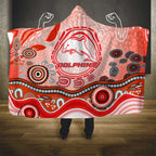 Dolphins Rugby Hooded Blanket Australian Aboriginal Dot Painting Style