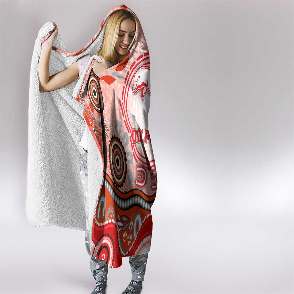 Dolphins Rugby Hooded Blanket Australian Aboriginal Dot Painting Style