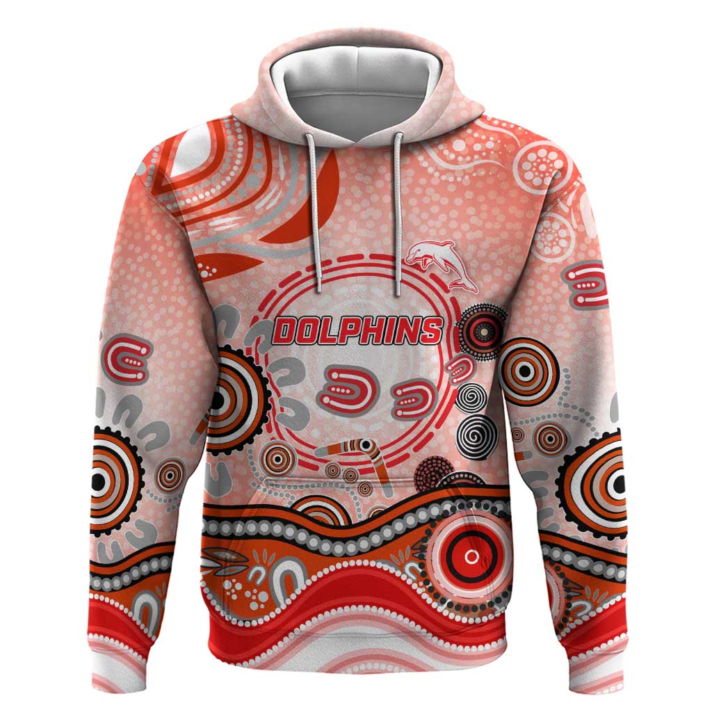 Dolphins Rugby Hoodie Australian Aboriginal Dot Painting Style