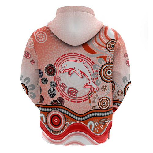Dolphins Rugby Hoodie Australian Aboriginal Dot Painting Style