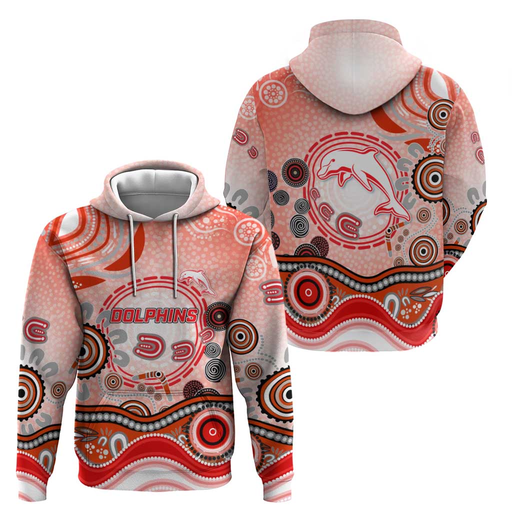 Dolphins Rugby Hoodie Australian Aboriginal Dot Painting Style