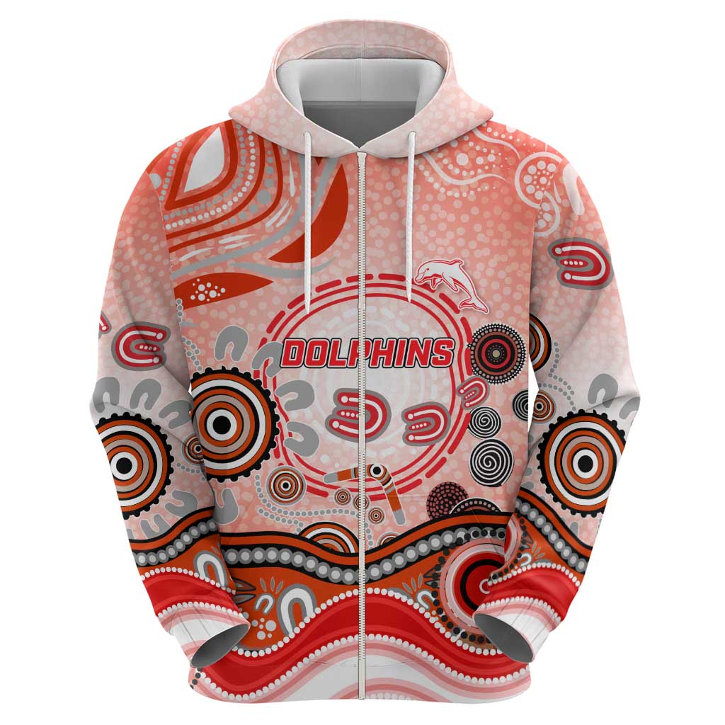 Dolphins Rugby Hoodie Australian Aboriginal Dot Painting Style