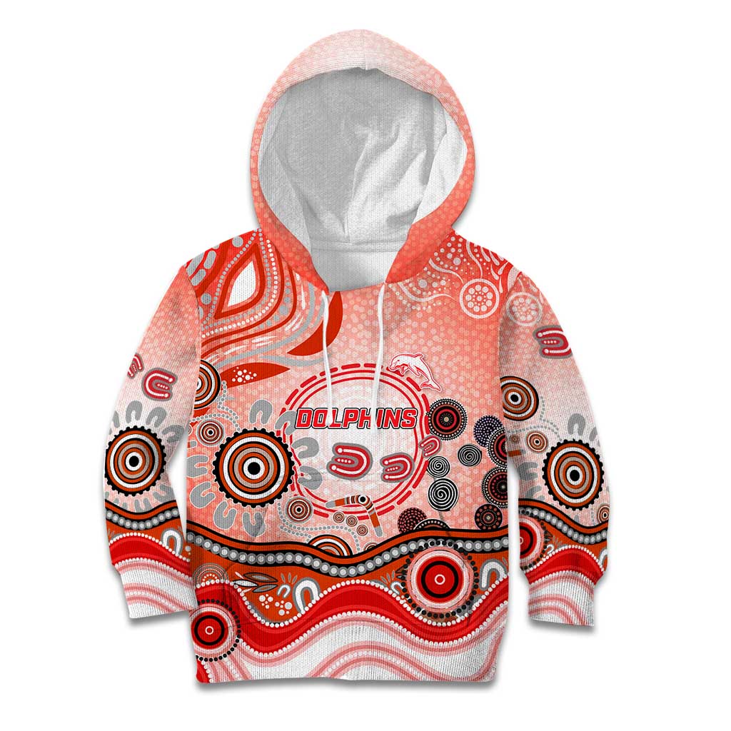 Dolphins Rugby Kid Hoodie Australian Aboriginal Dot Painting Style