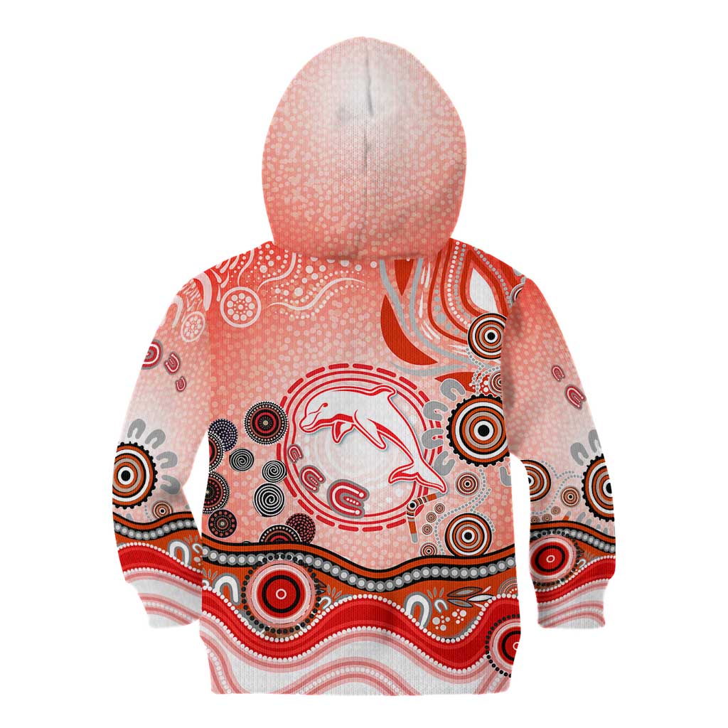 Dolphins Rugby Kid Hoodie Australian Aboriginal Dot Painting Style