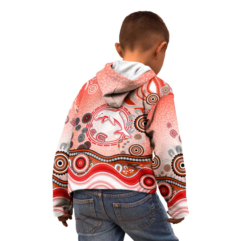 Dolphins Rugby Kid Hoodie Australian Aboriginal Dot Painting Style
