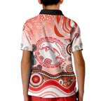 Dolphins Rugby Kid Polo Shirt Australian Aboriginal Dot Painting Style