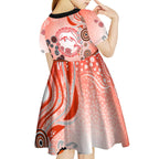 Dolphins Rugby Kid Short Sleeve Dress Australian Aboriginal Dot Painting Style