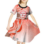 Dolphins Rugby Kid Short Sleeve Dress Australian Aboriginal Dot Painting Style