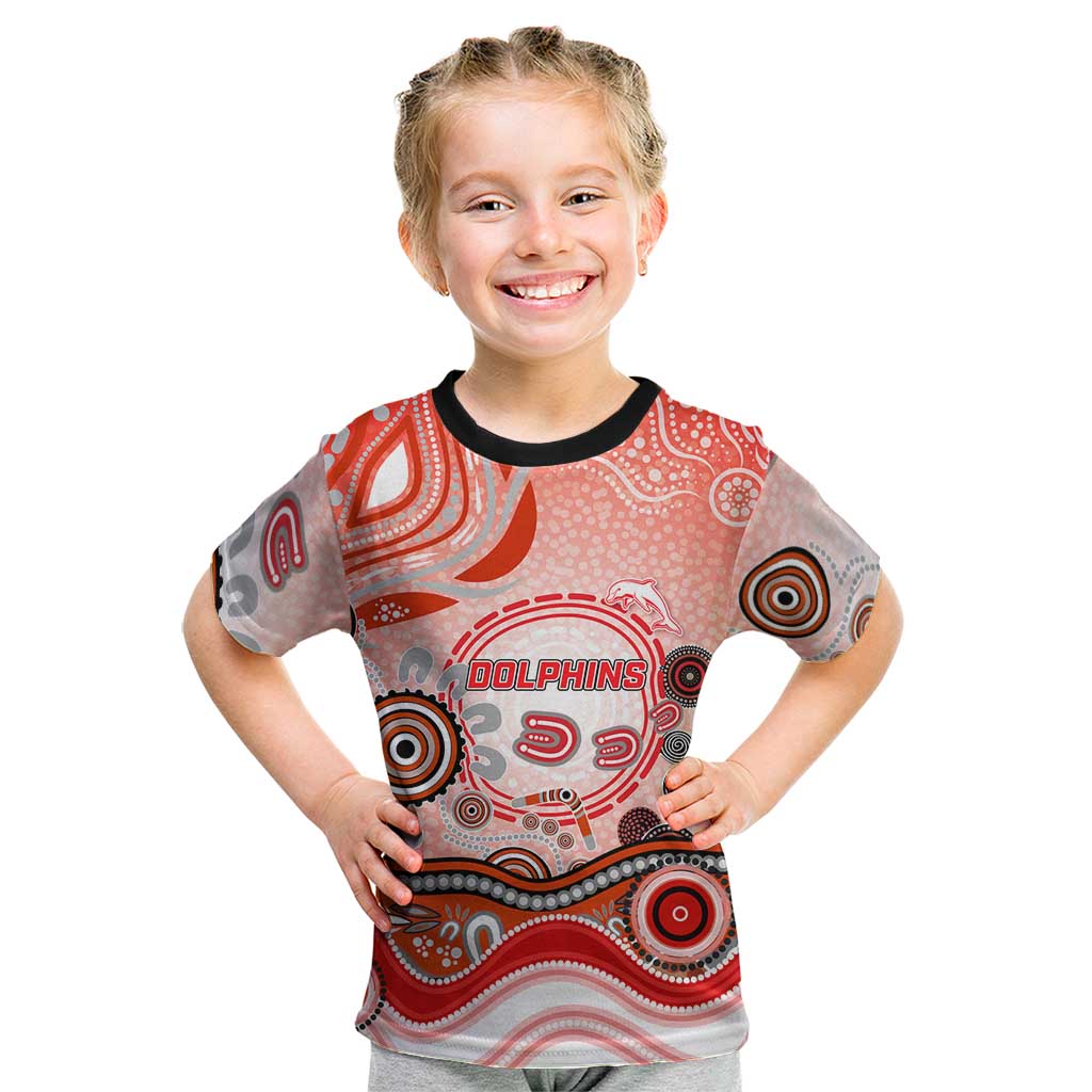 Dolphins Rugby Kid T Shirt Australian Aboriginal Dot Painting Style