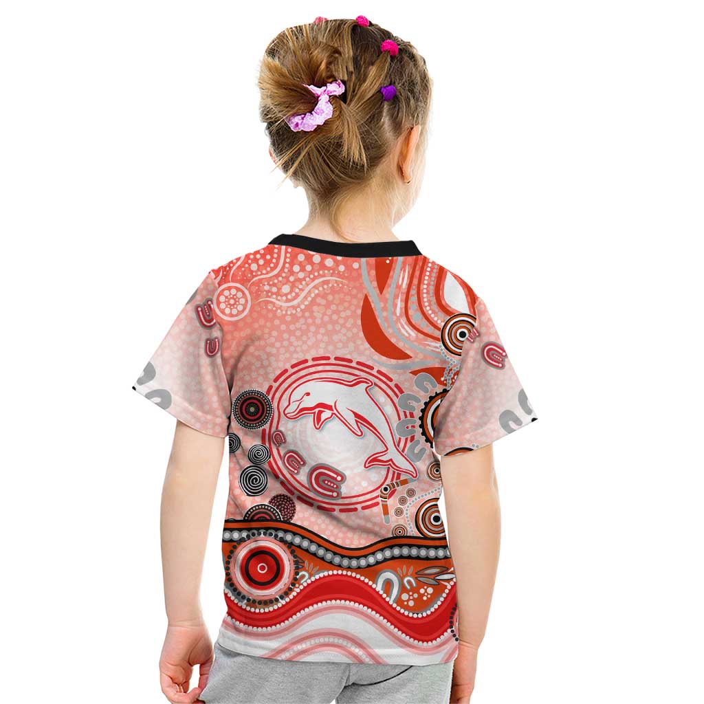Dolphins Rugby Kid T Shirt Australian Aboriginal Dot Painting Style