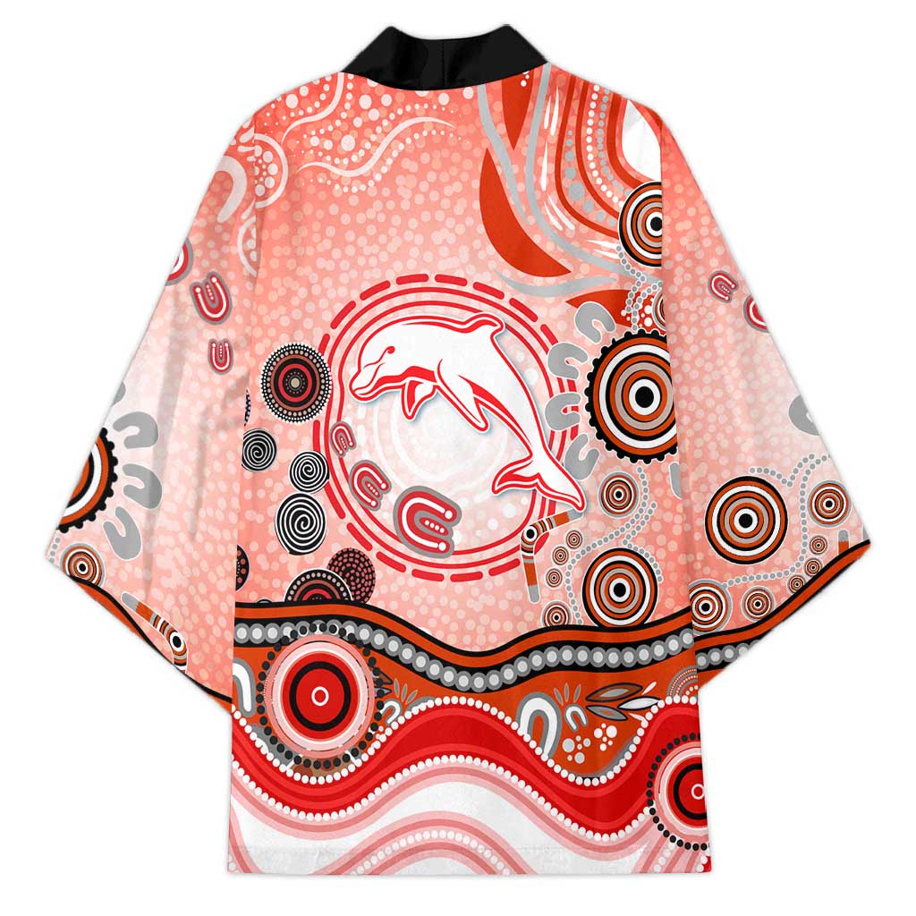 Dolphins Rugby Kimono Australian Aboriginal Dot Painting Style