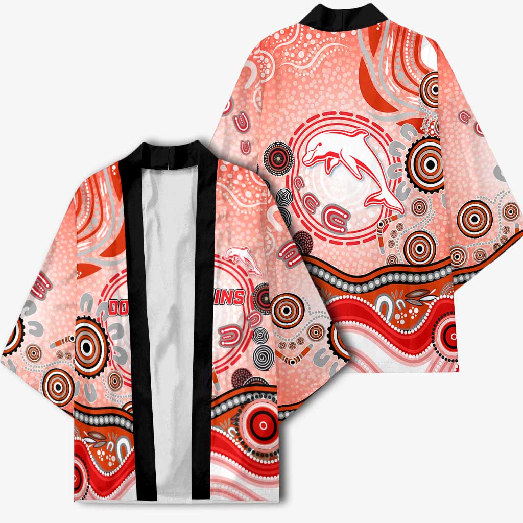 Dolphins Rugby Kimono Australian Aboriginal Dot Painting Style