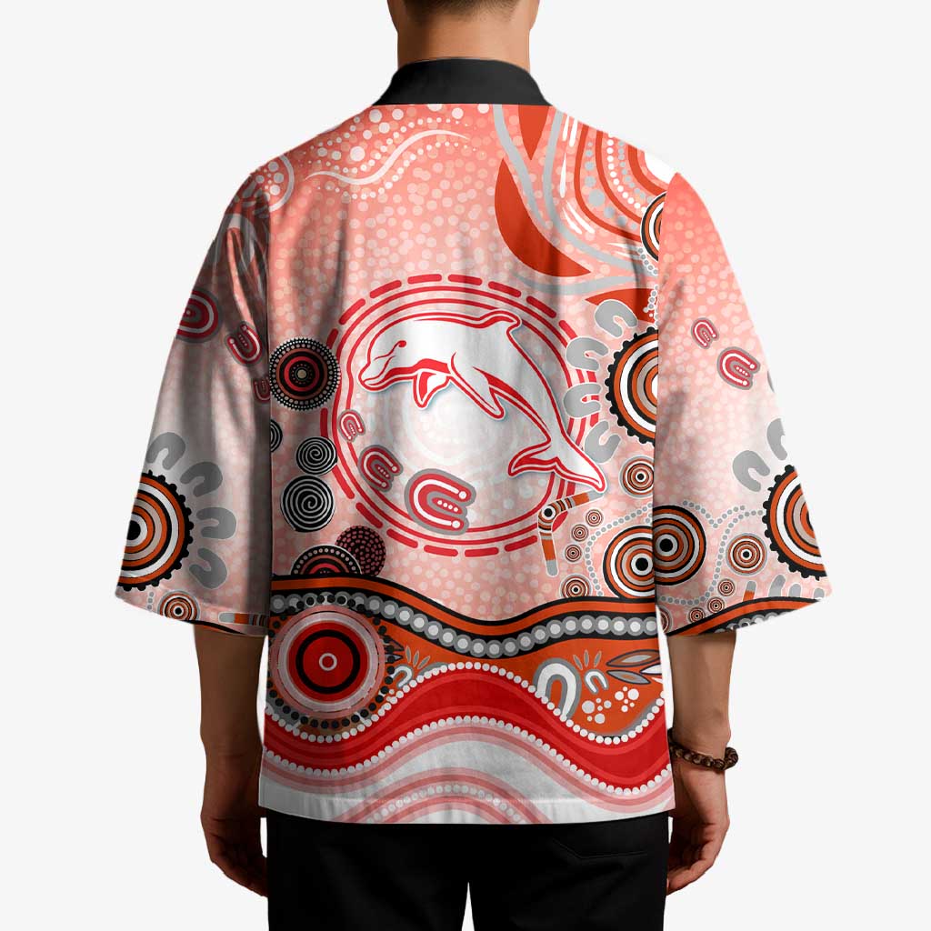 Dolphins Rugby Kimono Australian Aboriginal Dot Painting Style