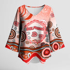 Dolphins Rugby Kimono Sleeve Blouse Australian Aboriginal Dot Painting Style