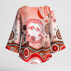 Dolphins Rugby Kimono Sleeve Blouse Australian Aboriginal Dot Painting Style