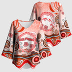 Dolphins Rugby Kimono Sleeve Blouse Australian Aboriginal Dot Painting Style