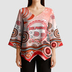 Dolphins Rugby Kimono Sleeve Blouse Australian Aboriginal Dot Painting Style