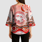 Dolphins Rugby Kimono Sleeve Blouse Australian Aboriginal Dot Painting Style