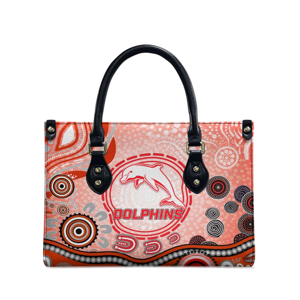 Dolphins Rugby Leather Bag Australian Aboriginal Dot Painting Style
