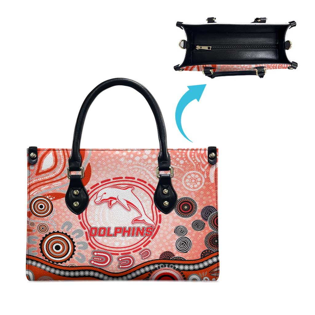 Dolphins Rugby Leather Bag Australian Aboriginal Dot Painting Style
