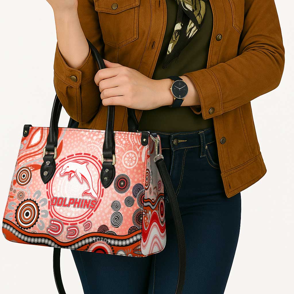 Dolphins Rugby Leather Bag Australian Aboriginal Dot Painting Style