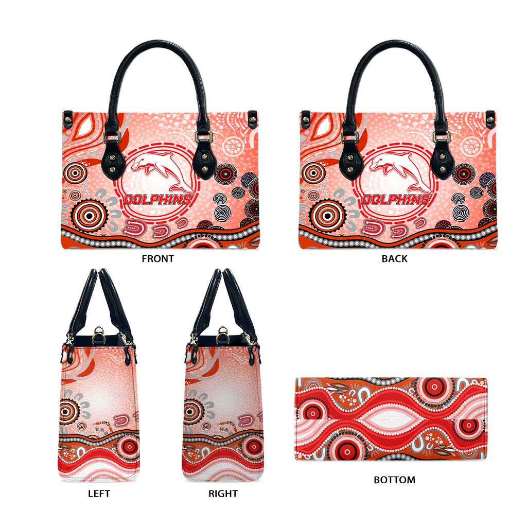Dolphins Rugby Leather Bag Australian Aboriginal Dot Painting Style