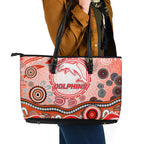 Dolphins Rugby Leather Tote Bag Australian Aboriginal Dot Painting Style