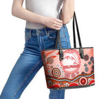 Dolphins Rugby Leather Tote Bag Australian Aboriginal Dot Painting Style