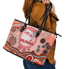 Dolphins Rugby Leather Tote Bag Australian Aboriginal Dot Painting Style