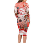 Dolphins Rugby Long Sleeve Bodycon Dress Australian Aboriginal Dot Painting Style