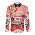 Dolphins Rugby Long Sleeve Button Shirt Australian Aboriginal Dot Painting Style
