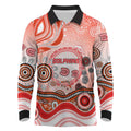 Dolphins Rugby Long Sleeve Polo Shirt Australian Aboriginal Dot Painting Style