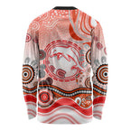 Dolphins Rugby Long Sleeve Shirt Australian Aboriginal Dot Painting Style
